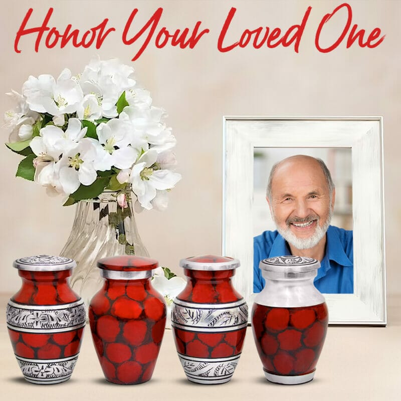 Red Marble Effect Keepsake Urn Set of 4 - Image 5
