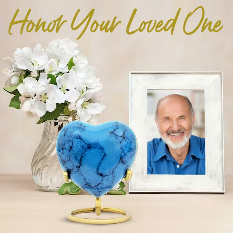 Small Blue Heart Keepsake Urn - Image 6