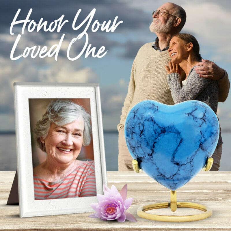 Small Blue Heart Keepsake Urn - Image 4