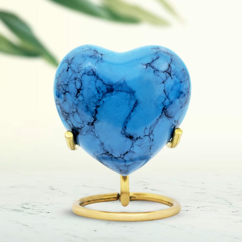 Small Blue Heart Keepsake Urn - Image 7
