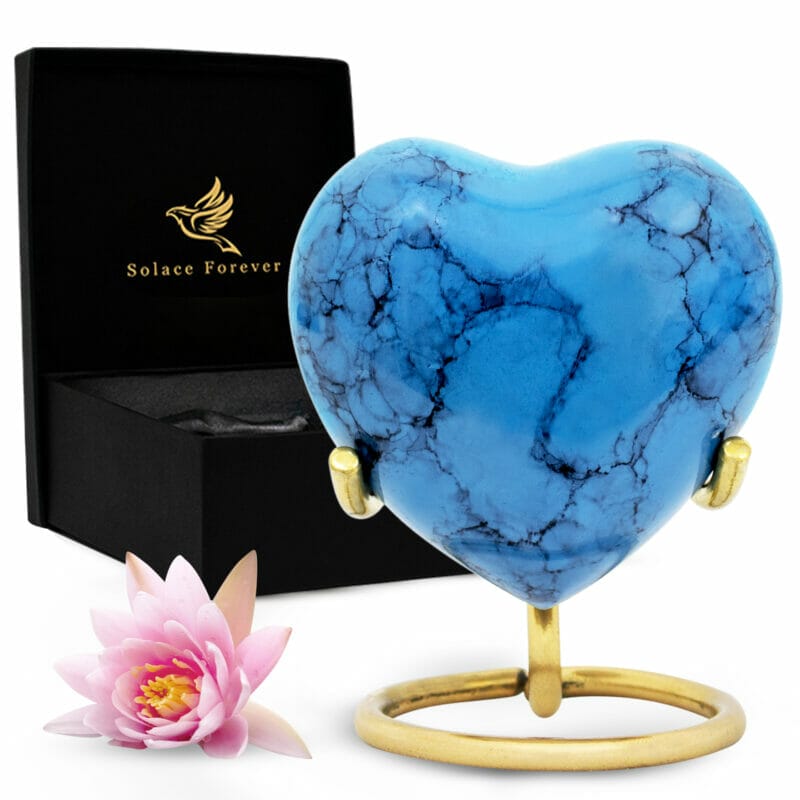 Small Blue Heart Keepsake Urn
