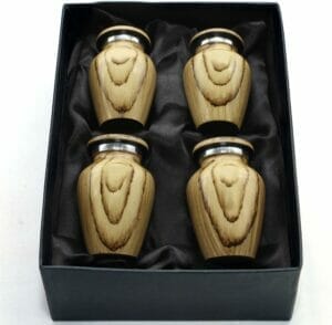 Wooden Print Keepsake Urns - Teakwood set of 4 Mini Urns