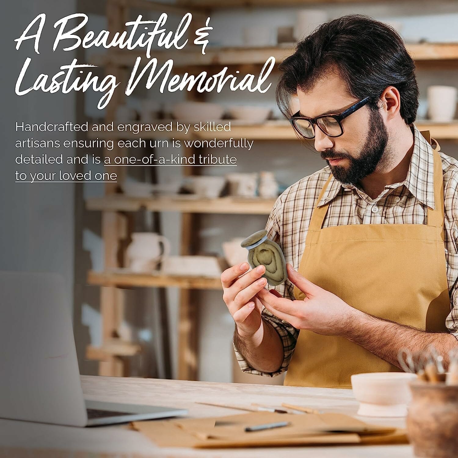 Wooden Print Keepsake Urns - Teakwood set of 4 Mini Urns - Image 5