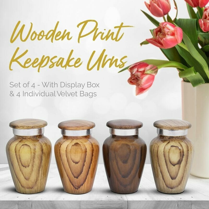 Wooden Print Keepsake Urns - set of 4 Mini Urns - Image 4