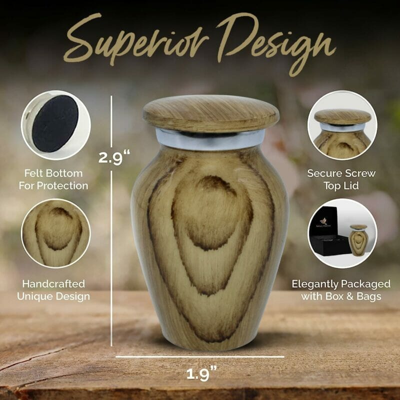 Wooden Print Keepsake Urns - Teakwood set of 4 Mini Urns - Image 7