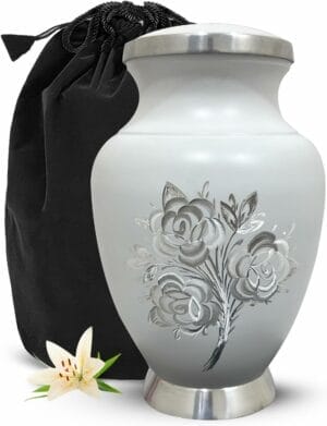Aria White Cremation Urn - Rose DC - Adult