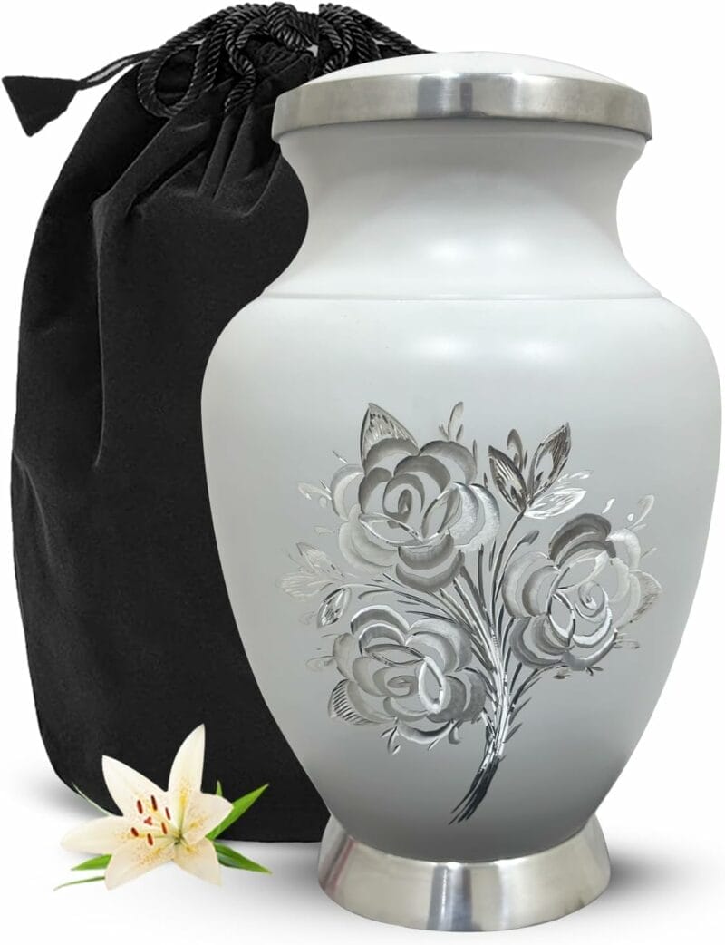 Aria White Cremation Urn - Rose DC - Adult