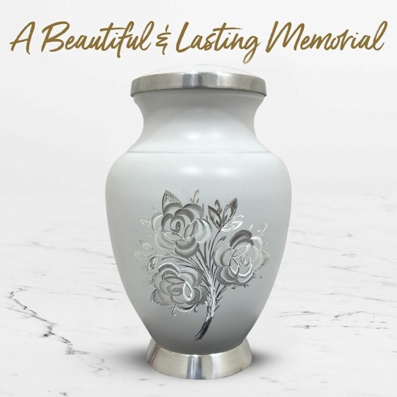Aria White Cremation Urn - Rose DC - Adult - Image 2