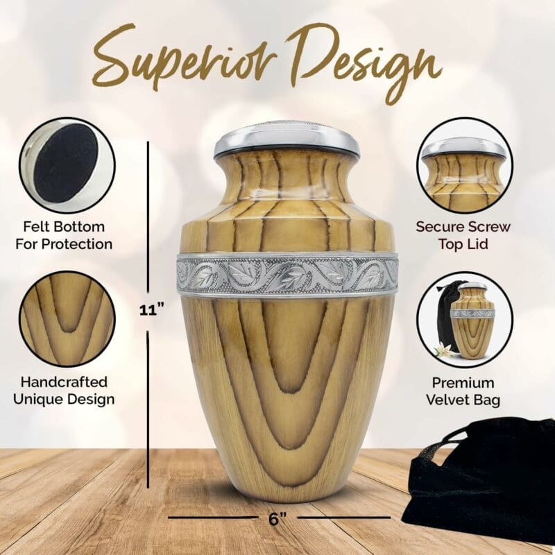 Light Wooden Print Urn - Girishan - Adult - Image 2