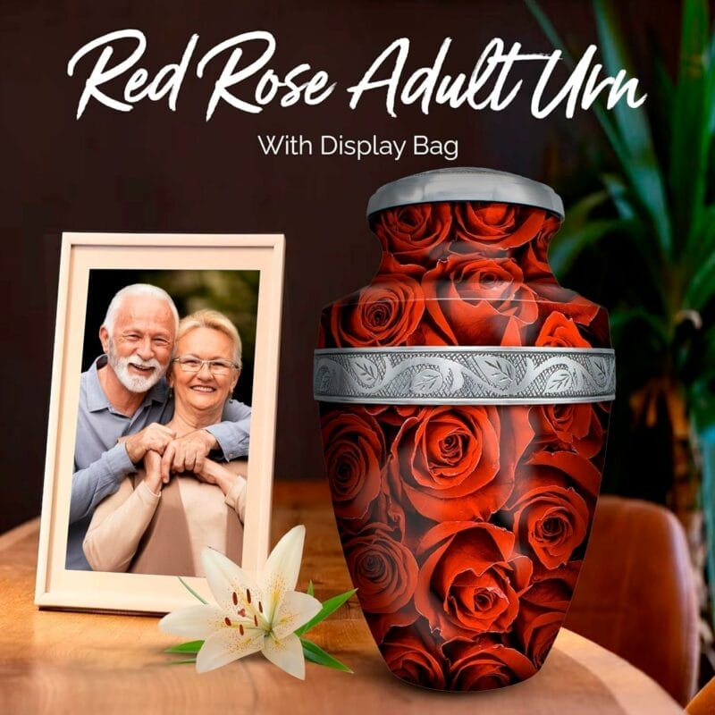Red Rose Cremation Urn - Girishan - Adult - Image 7