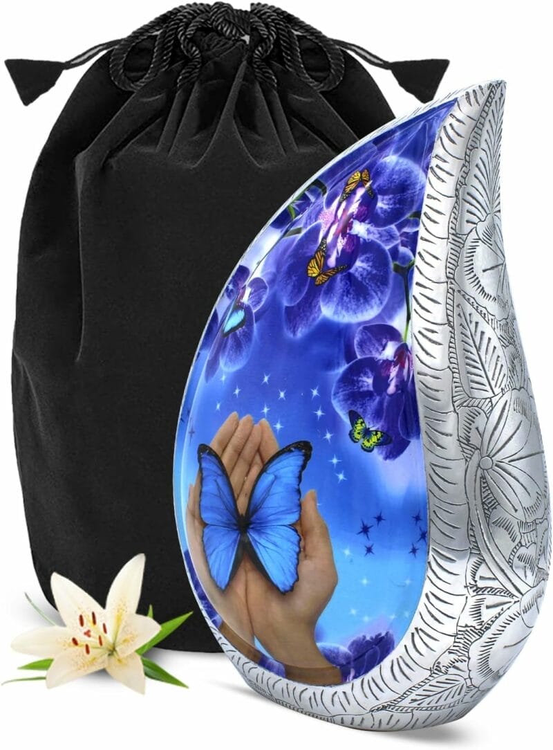 Blue HBF - Butterfly Teardrop Urns - Adult