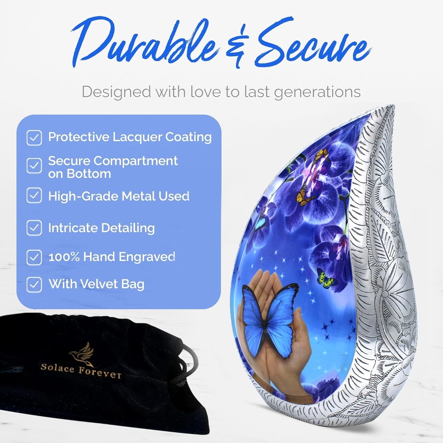 Blue HBF - Butterfly Teardrop Urns - Adult - Image 6