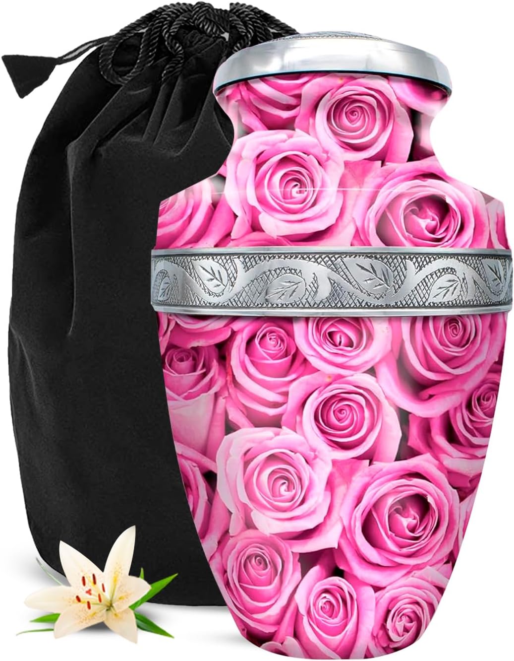 Pink Rose Cremation Urn - Girishan - Adult - Solace Forever Urns