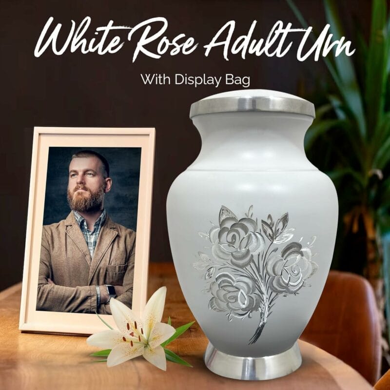 Aria White Cremation Urn - Rose DC - Adult - Image 6