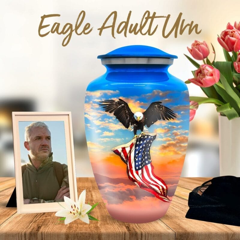 Blue Eagle American Flag Urns - Sunset - Adult - Image 6