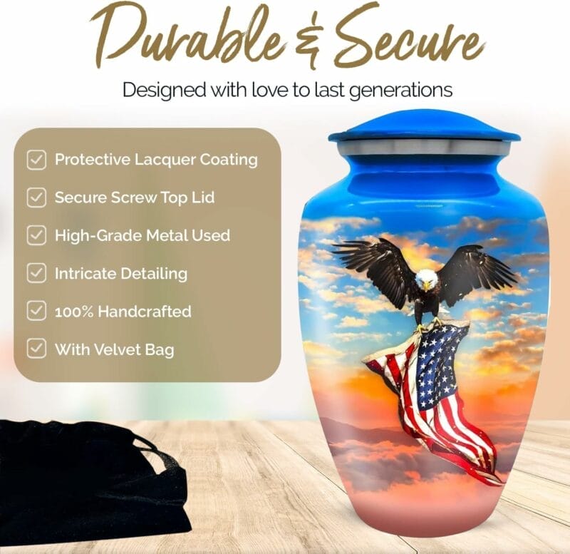 Blue Eagle American Flag Urns - Sunset - Adult - Image 4