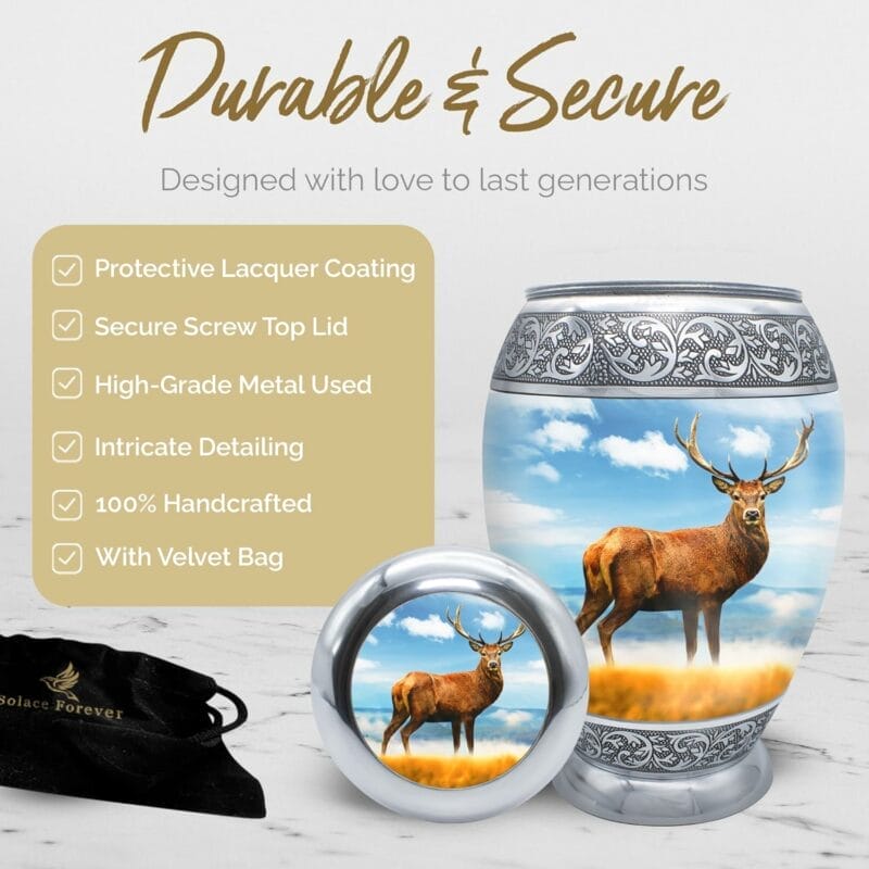 Blue Cremation Urn - Deer PT Monarco - Adult - Image 4
