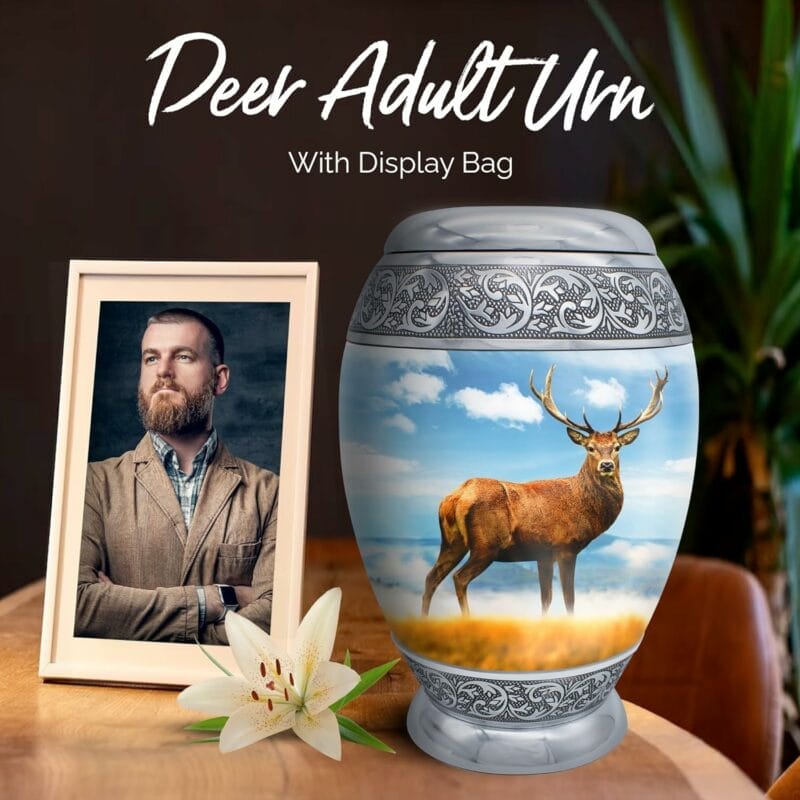 Blue Cremation Urn - Deer PT Monarco - Adult - Image 3