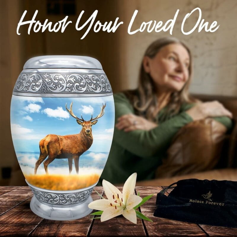 Blue Cremation Urn - Deer PT Monarco - Adult - Image 2