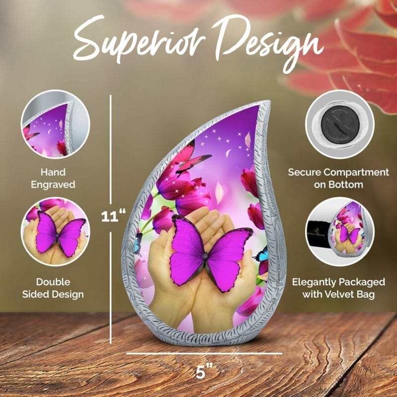 Purple HBF - Butterfly Teardrop Urns - Adult - Image 3