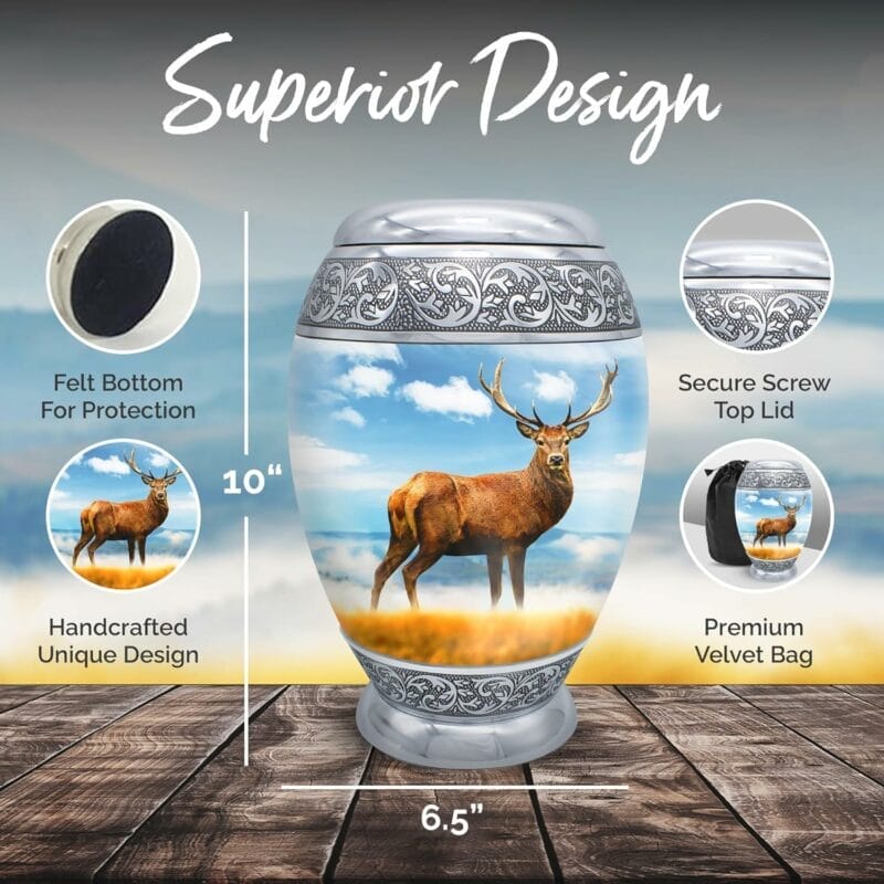 Blue Cremation Urn - Deer PT Monarco - Adult - Image 5