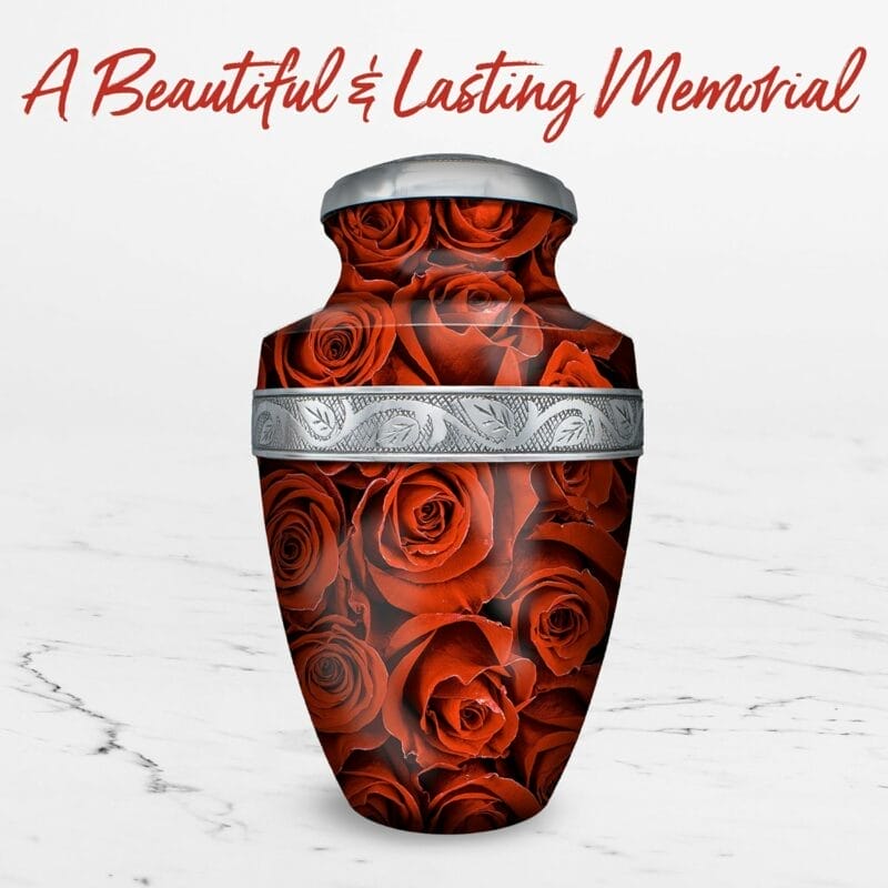 Red Rose Cremation Urn - Girishan - Adult - Image 4