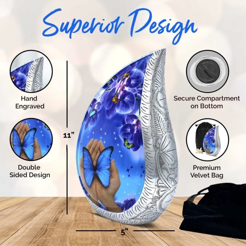 Blue HBF - Butterfly Teardrop Urns - Adult - Image 4