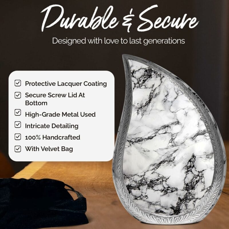 Large White Marble Teardrop Urn - Image 5