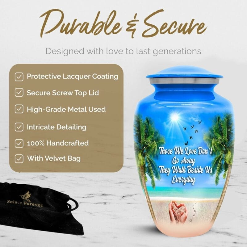 Blue Quote Beach Hands Urn - Image 5