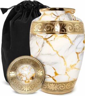 Large Golden Marble Urn