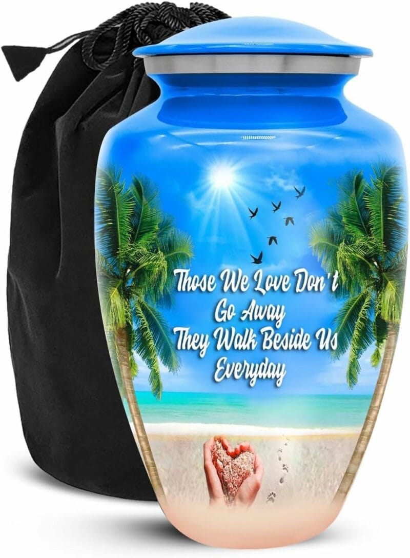 Blue Quote Beach Hands Urn