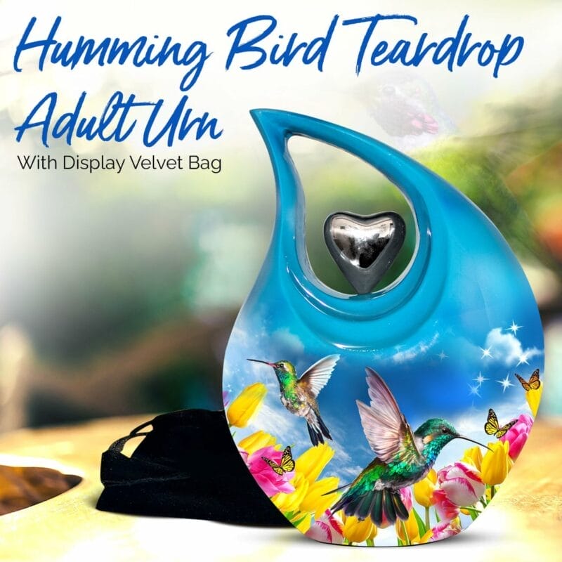 Blue Hummingbird PT Teardrop Heart Urn - Image 6