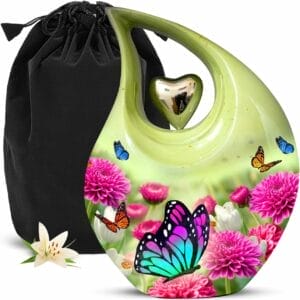 White Butterflies PT Teardrop Urn