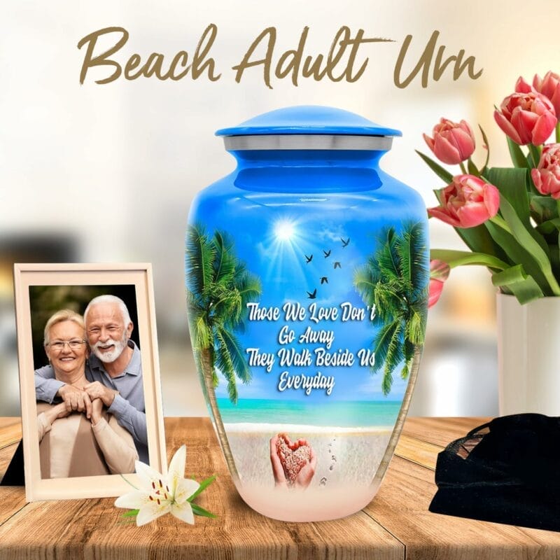Blue Quote Beach Hands Urn - Image 4