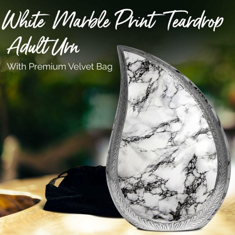 Large White Marble Teardrop Urn - Image 2