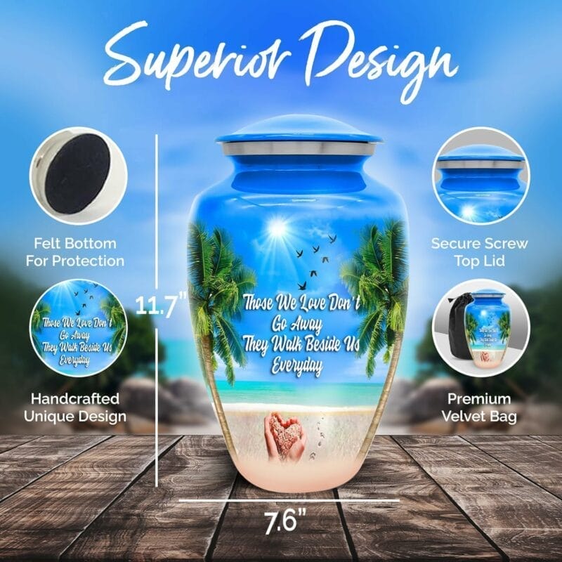 Blue Quote Beach Hands Urn - Image 6