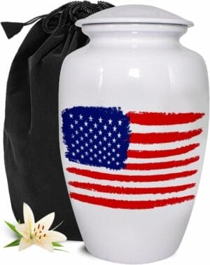 White US Flag Adult Urn