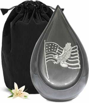 Silver Eagle US Flag Teardrop Urn