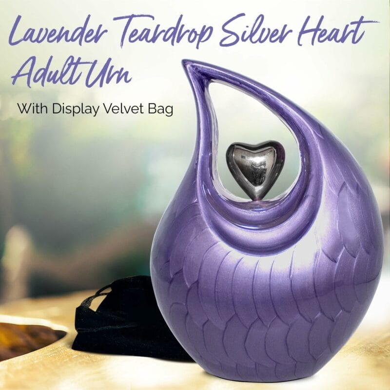 Lavender Teardrop Silver Heart Urn - Image 3