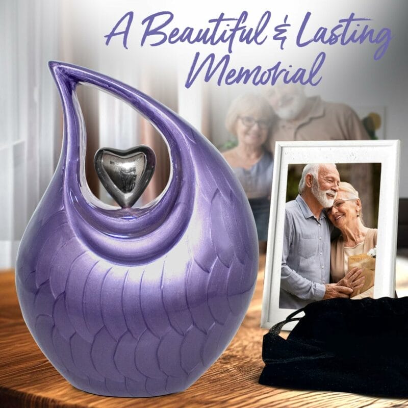 Lavender Teardrop Silver Heart Urn - Image 6