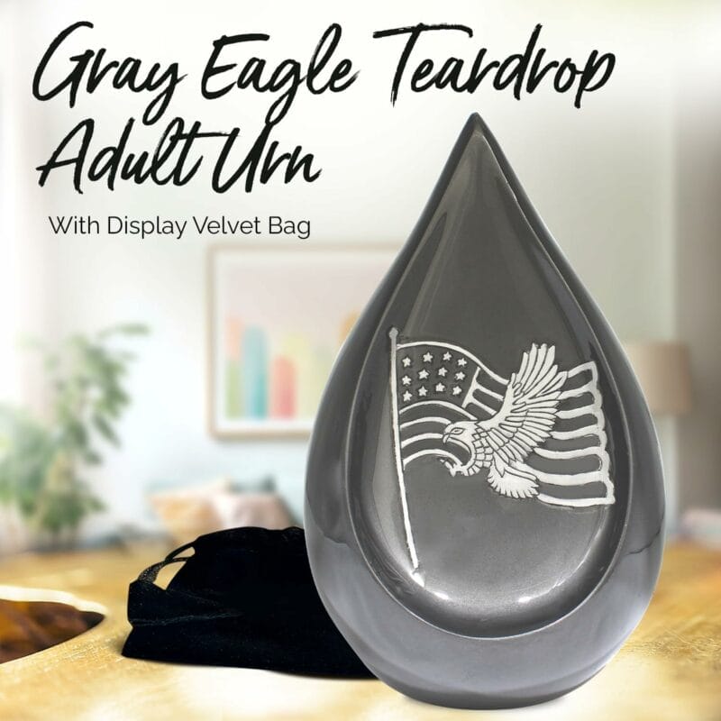 Silver Eagle US Flag Teardrop Urn - Image 6