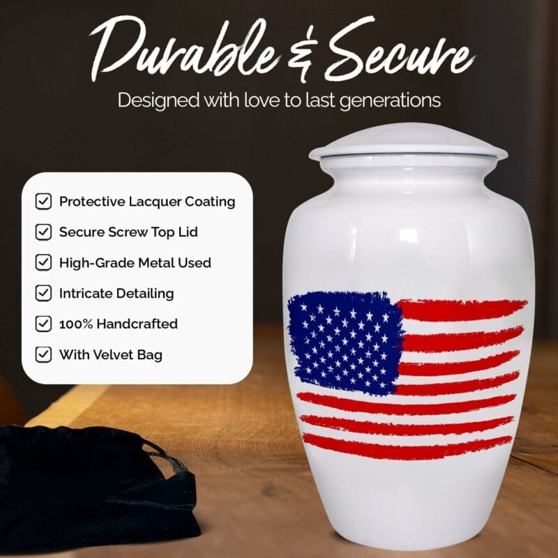 White US Flag Adult Urn - Image 4