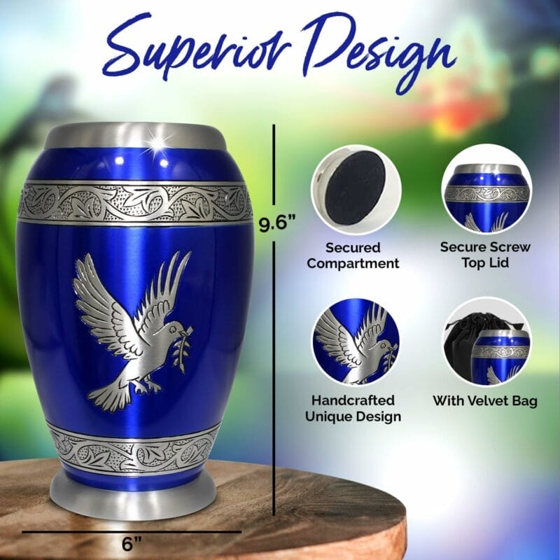 Firozi Blue Bird Monarco Urn - Image 6