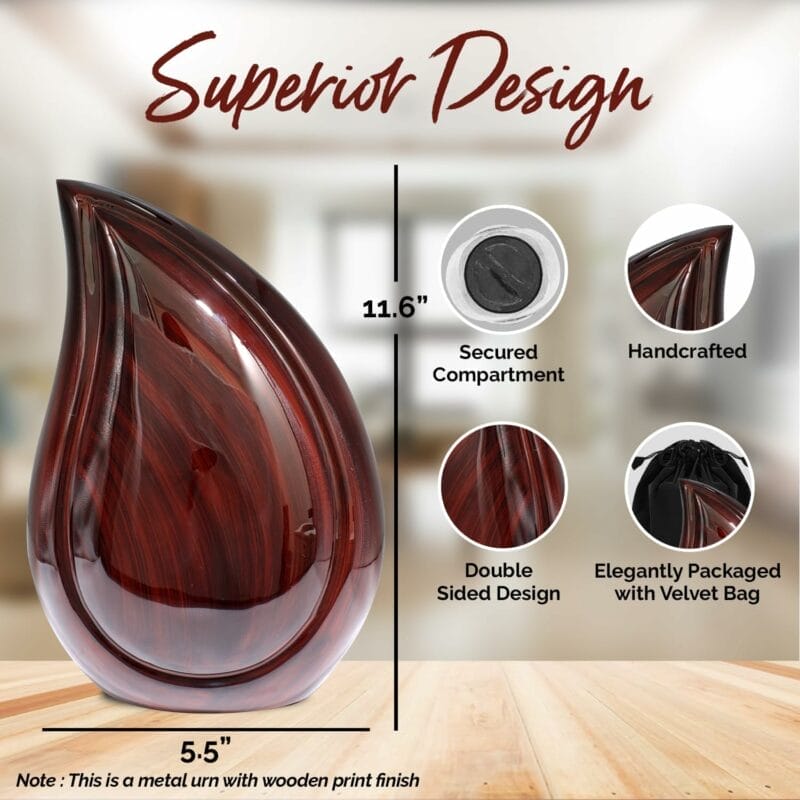 Rosewood Teardrop Adult Urn - Image 4