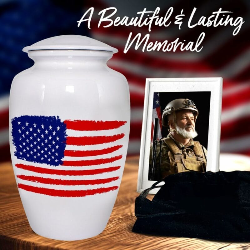 White US Flag Adult Urn - Image 2
