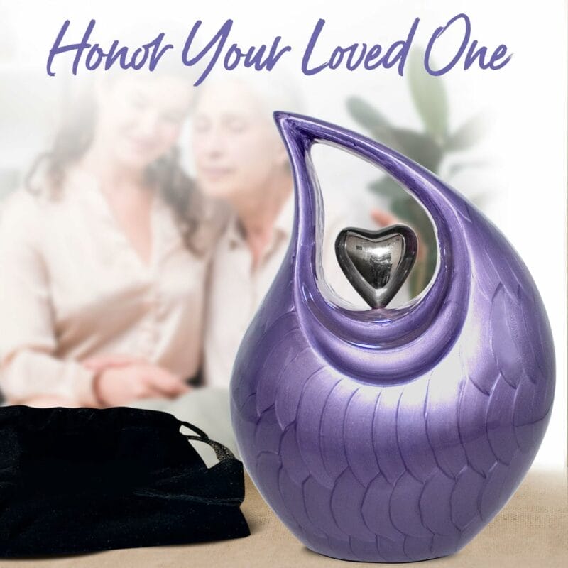 Lavender Teardrop Silver Heart Urn - Image 2