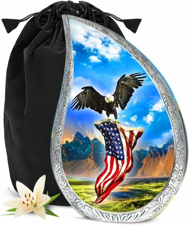 Blue Eagle Flag Teardrop Adult Urn