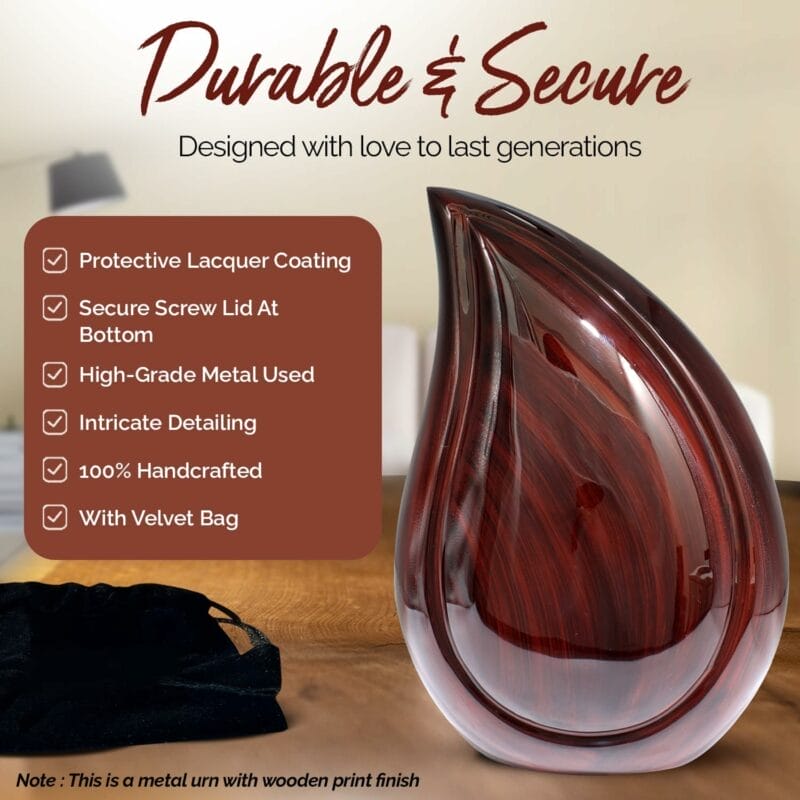 Rosewood Teardrop Adult Urn - Image 5