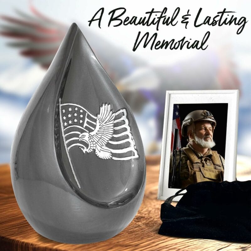 Silver Eagle US Flag Teardrop Urn - Image 4