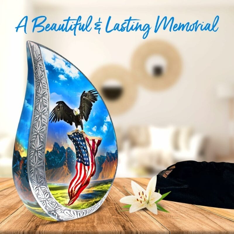 Blue Eagle Flag Teardrop Adult Urn - Image 2